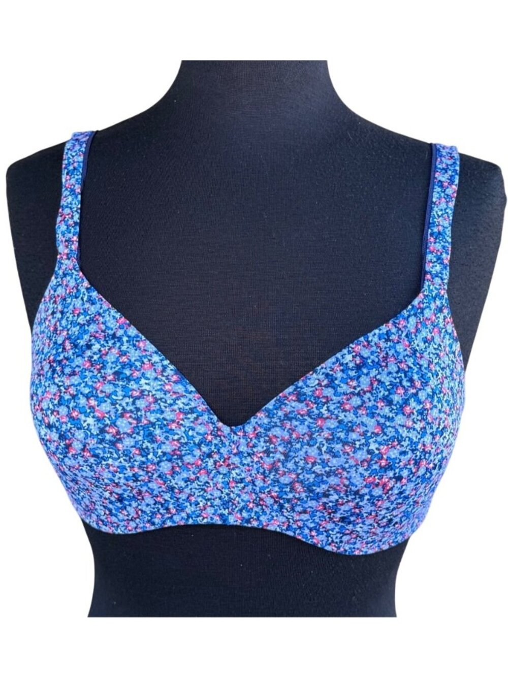 Hanes Colorful Floral Wireless T-Shirt Bra Nylon Spandex Blend Women's Size 36B